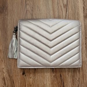 Neiman Marcus faux leather quilted clutch